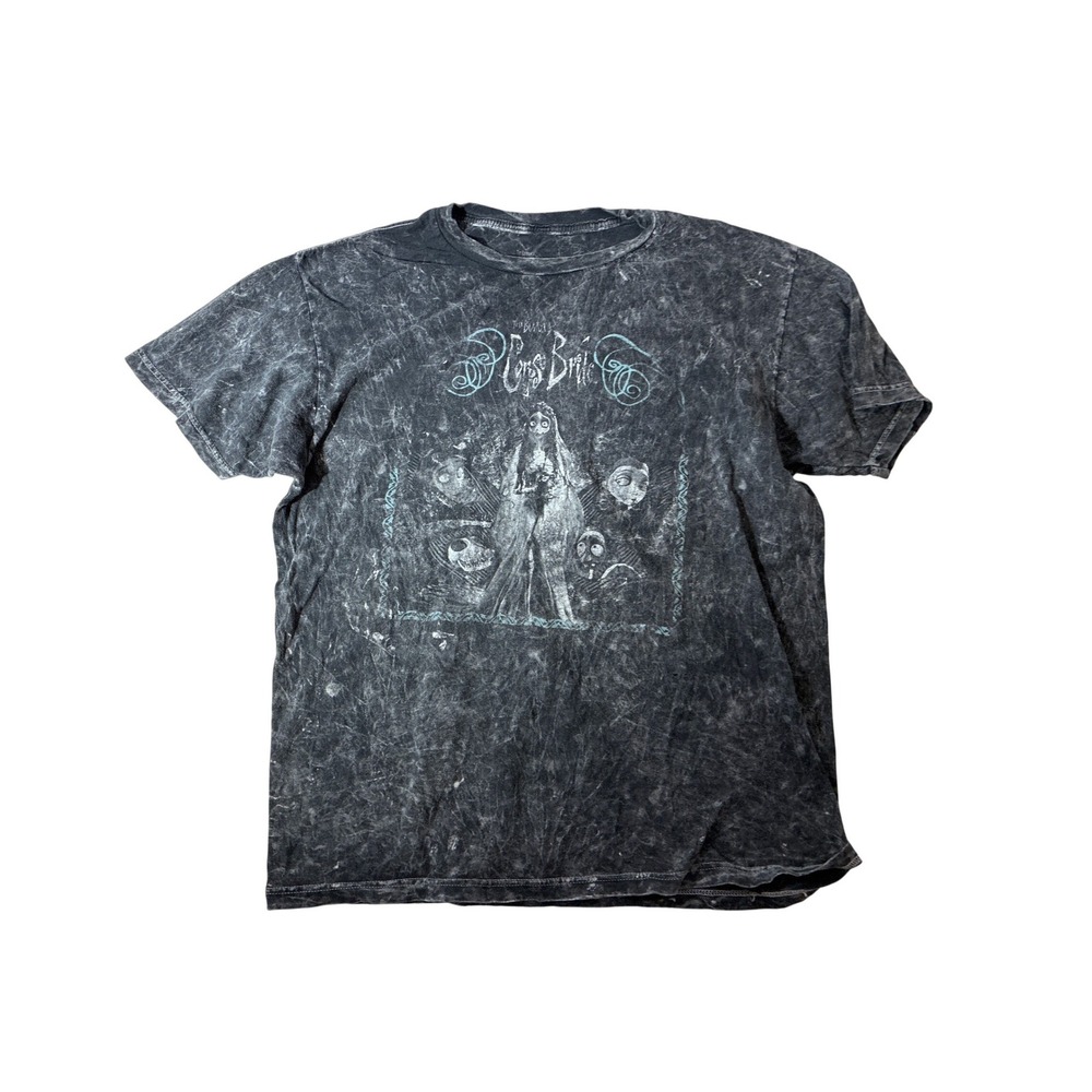 Tim Burton Corpse Bride‎ Graphic T-Shirt Mens Large Gray Acid Wash Movie Tee L